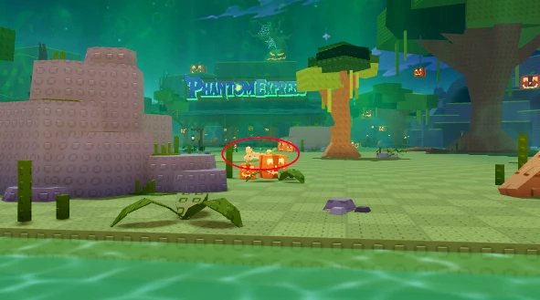Dog Bone location around Swampy Marsh in front of the Phantom Express in Steal an Egg