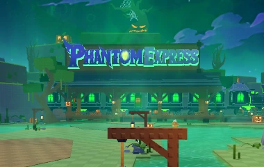 Phantom Express location after walking forward from the right turn in the Halloween Dimension