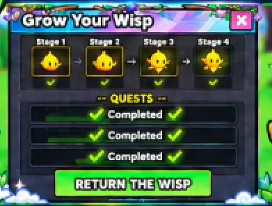 Complete all four Wisp quests to unlock the Enchanted Tree