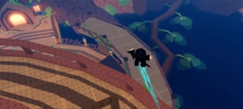 Hidden staircase below the rightmost stairs