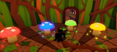Mushroom sequence minigame inside the secret cave