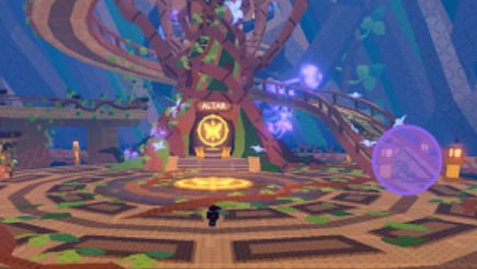 Staircase around the altar in the Secret Fusion Cave route